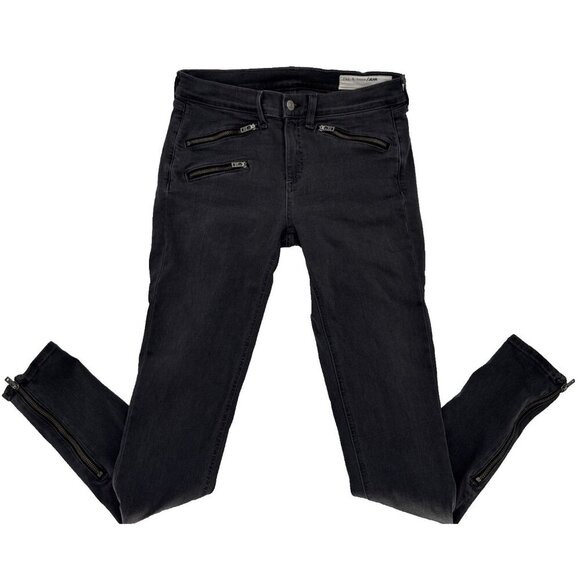 rag and bone Grey jeans size 29 Woman’s Zipper Pockets, Moto Zip Skinny Jeans - Picture 1 of 16